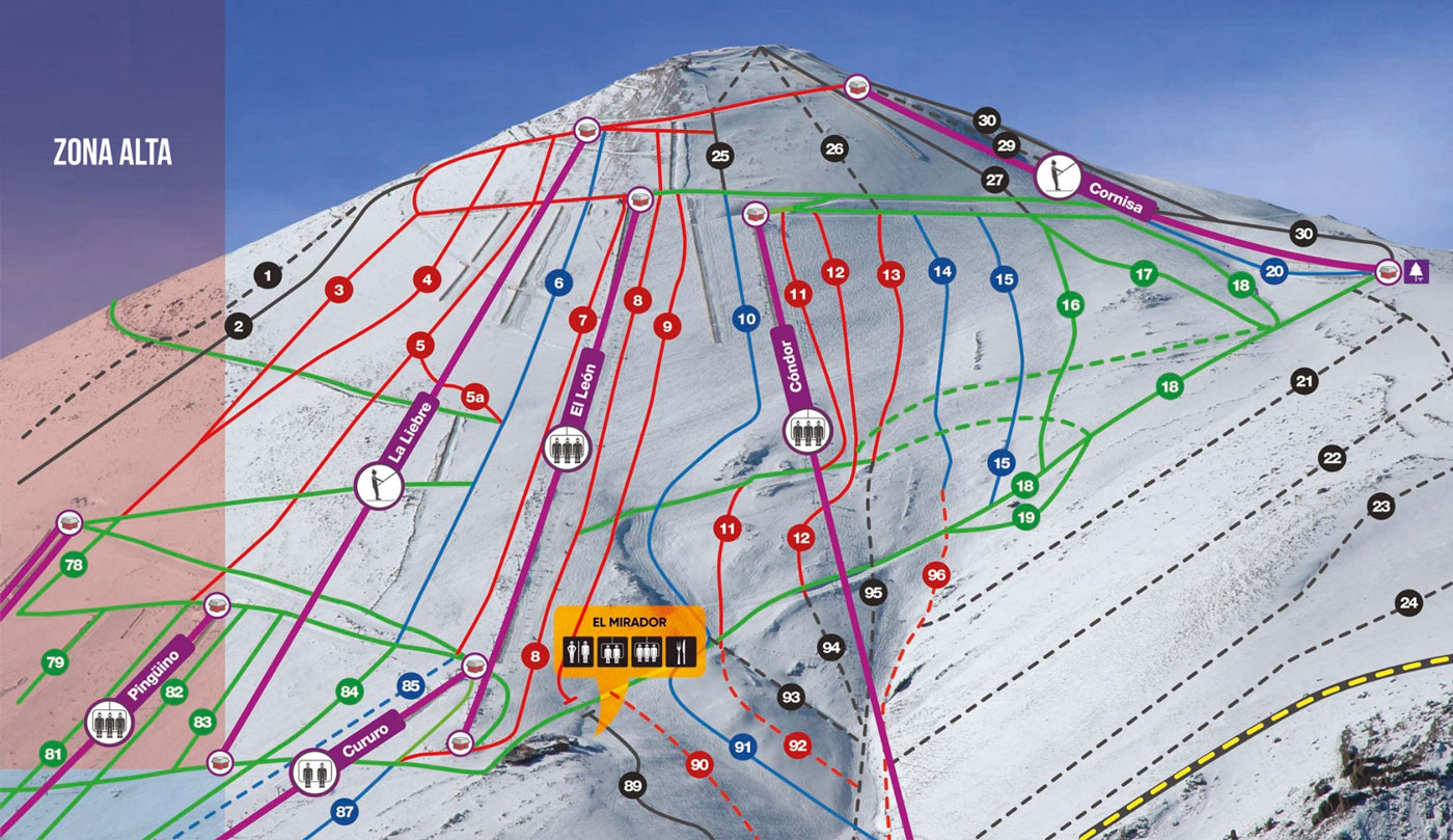 Mapa de pistas, vista norte